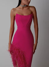 Sheath/Column Strapless Asymmetrical Elastic Satin Homecoming Dresses-Ballbella