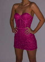 Sheath/Column Sweetheart Sleeveless Short/Mini Sequined Homecoming Dresses-Ballbella