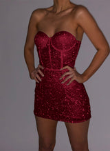 Sheath/Column Sweetheart Sleeveless Short/Mini Sequined Homecoming Dresses-Ballbella