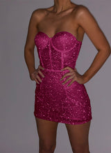 Sheath/Column Sweetheart Sleeveless Short/Mini Sequined Homecoming Dresses-Ballbella