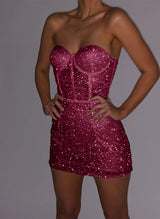 Sheath/Column Sweetheart Sleeveless Short/Mini Sequined Homecoming Dresses-Ballbella