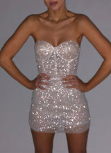 Sheath/Column Sweetheart Sleeveless Short/Mini Sequined Homecoming Dresses-Ballbella