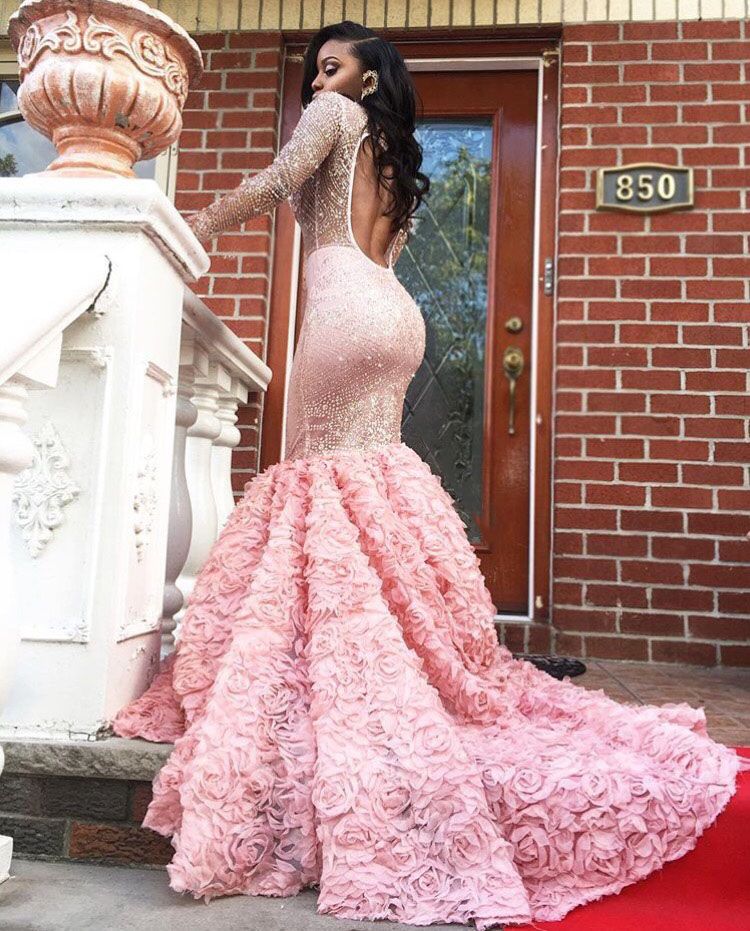 Ballbella.com custom made this pink beads sequins mermaid popular prom dresses,  we sell dresses On Sale all over the world. Also,  extra discount are offered to our customers. We will try our best to satisfy everyone and make the dress fit you well.