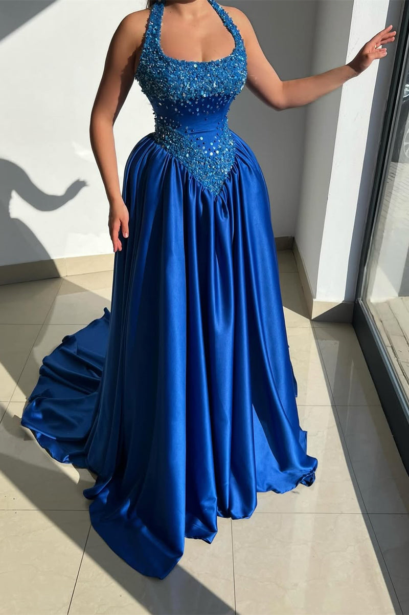 princess polly baby blue dress Zapaka Women Bridesmaid Dress Dusty Blue Halter Blackless Wedding Guest Dress, GreyBlue / US6