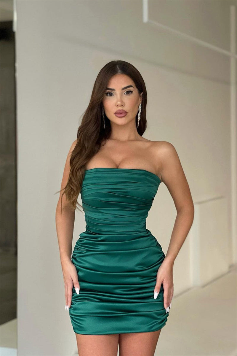 Short Mermaid Strapless Mini Sleeveless Open Back Sexy Homecoming Dress-Ballbella