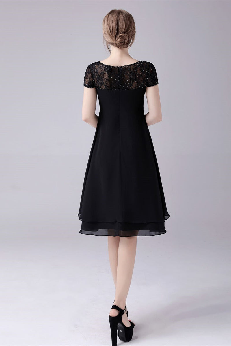 Short sleeves A-line knee-length jewel lace mother's dress Short sleeves A-line knee-length jewel lace mother's dress