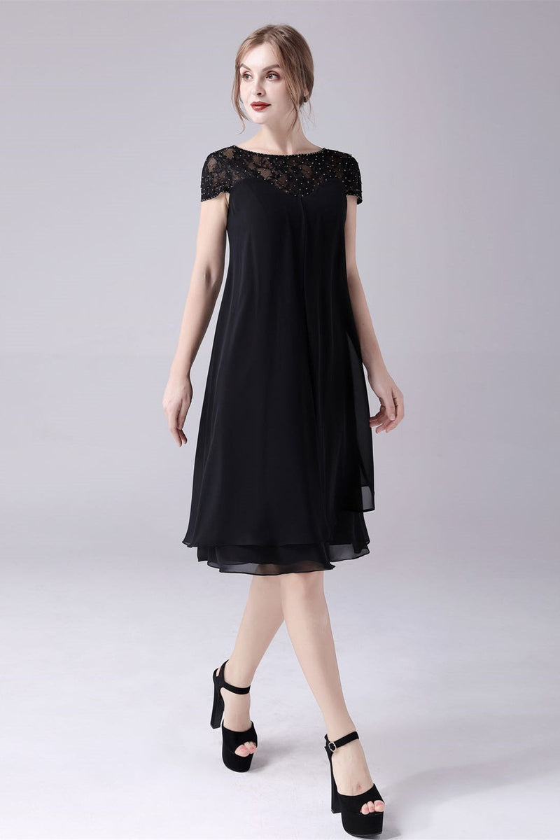 Short sleeves A-line knee-length jewel lace mother's dress Short sleeves A-line knee-length jewel lace mother's dress