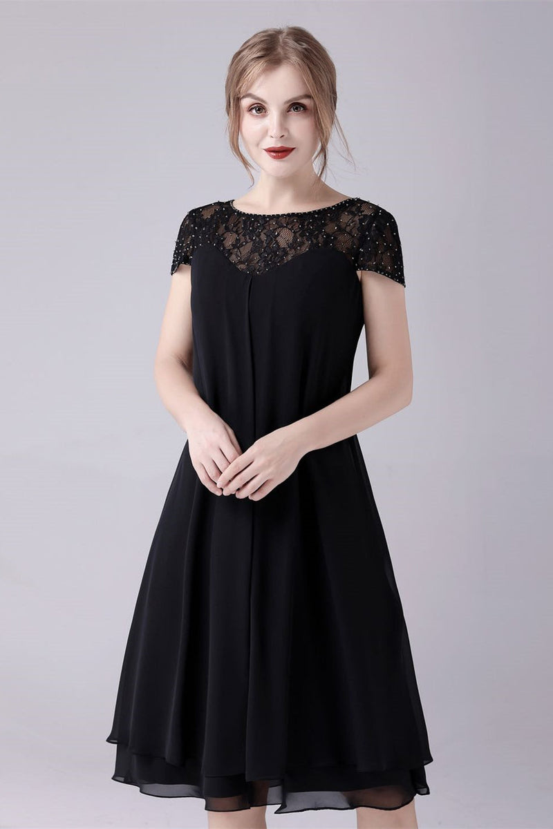 Short sleeves A-line knee-length jewel lace mother's dress Short sleeves A-line knee-length jewel lace mother's dress
