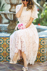 Short Sleeves Princess Ankle-length Summer Homecoming Dresses-Ballbella