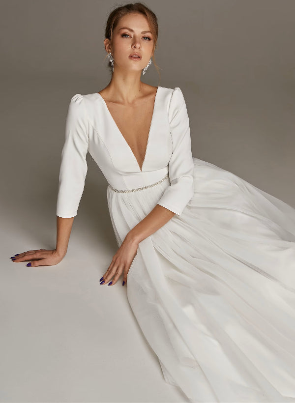 Short Wedding Dresses Sleeves-Ballbella