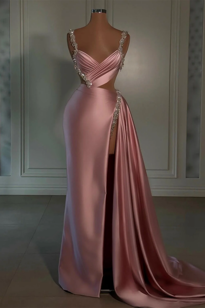 bridesmaid dresses pink and silver Pink Mermaid Bridesmaid Dresses With White Lace, MBD219 main image 1