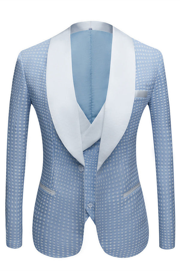 This Sky Blue Fashion Dot Wedding Groom Suits with Shawl Lapel at Ballbella comes in all sizes for prom, wedding and business. Shop an amazing selection of Shawl Lapel Single Breasted Sky Blue mens suits in cheap price.