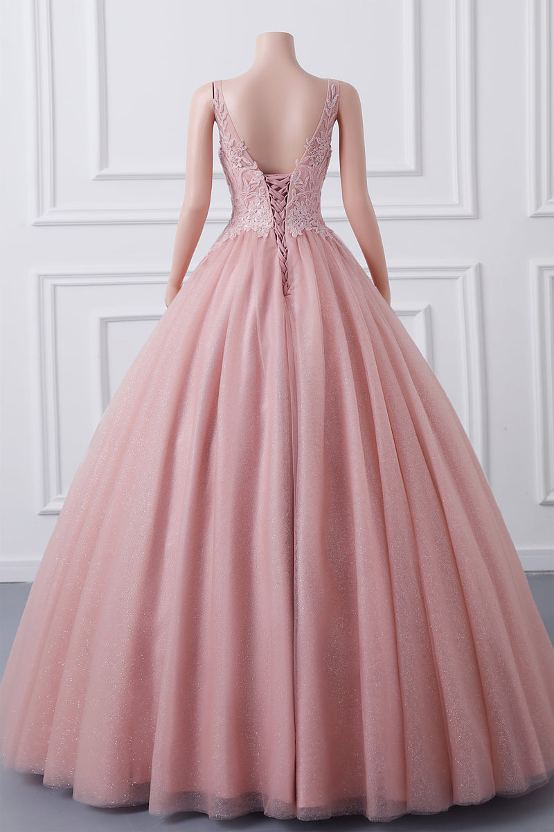 Sleeveless Dusty Pink Luxury Beaded Ball Gown Quince Dresses Sleeveless Dusty Pink Luxury Beaded Ball Gown Quince Dresses
