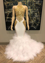 Ballbella offers Sleeveless Golden Appliques Tulle Button Mermaid Prom Dresses at a cheap price and best quality. Shop Mermaid Floor-length hem. Gorgeous yet affordable Sleeveless real model series styles.