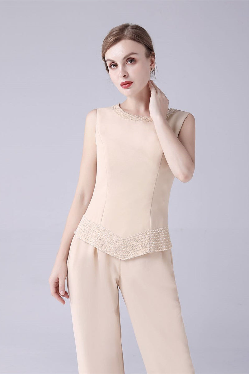 Sleeveless jewel beading vintage mother's suit-Ballbella