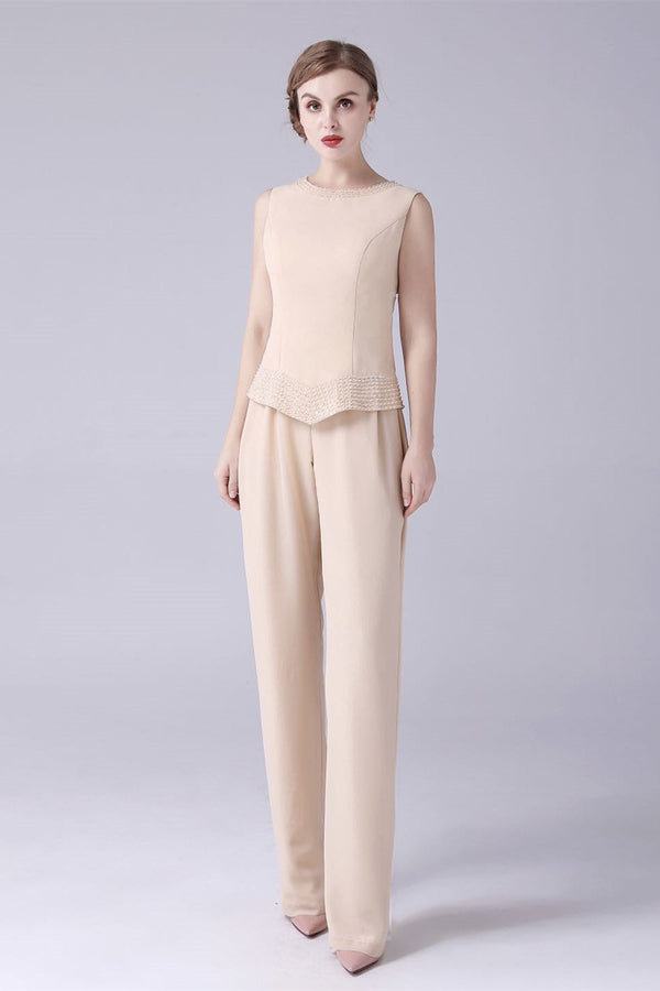 Sleeveless jewel beading vintage mother's suit-Ballbella