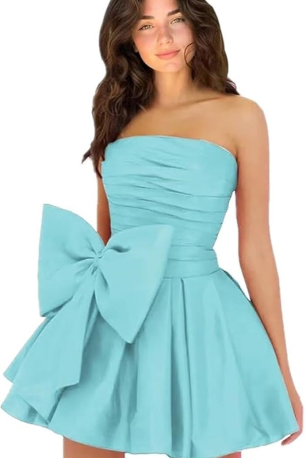 Strapless Mini Ball Gown Homecoming Dress with Bow main image 1