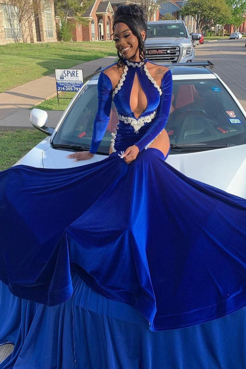 beaded open back prom dresses Beaded Open Back Dress With High Slit 46206