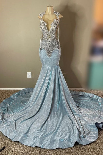 Sliver Beaded Open Back Sequin Mermaid Floor Length Prom Dresses Sliver Beaded Open Back Sequin Mermaid Floor Length Prom Dresses