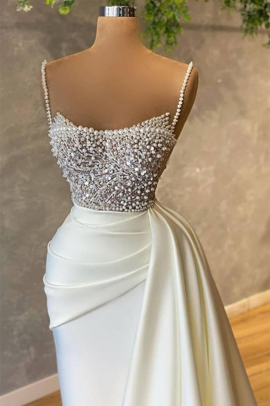 Red strapless sequined fitted mermaid ball gown R6448 main image 1