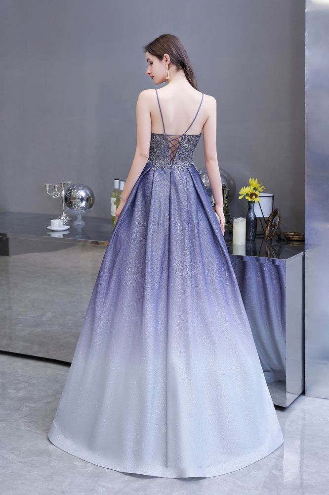 Spaghetti Strap Ombre Pruple Sparkle Prom Dresses Spaghetti Strap Ombre Pruple Sparkle Prom Dresses