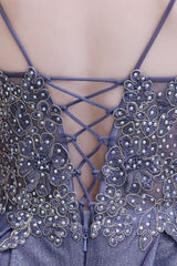 Spaghetti Strap Ombre Pruple Sparkle Prom Dresses-Ballbella