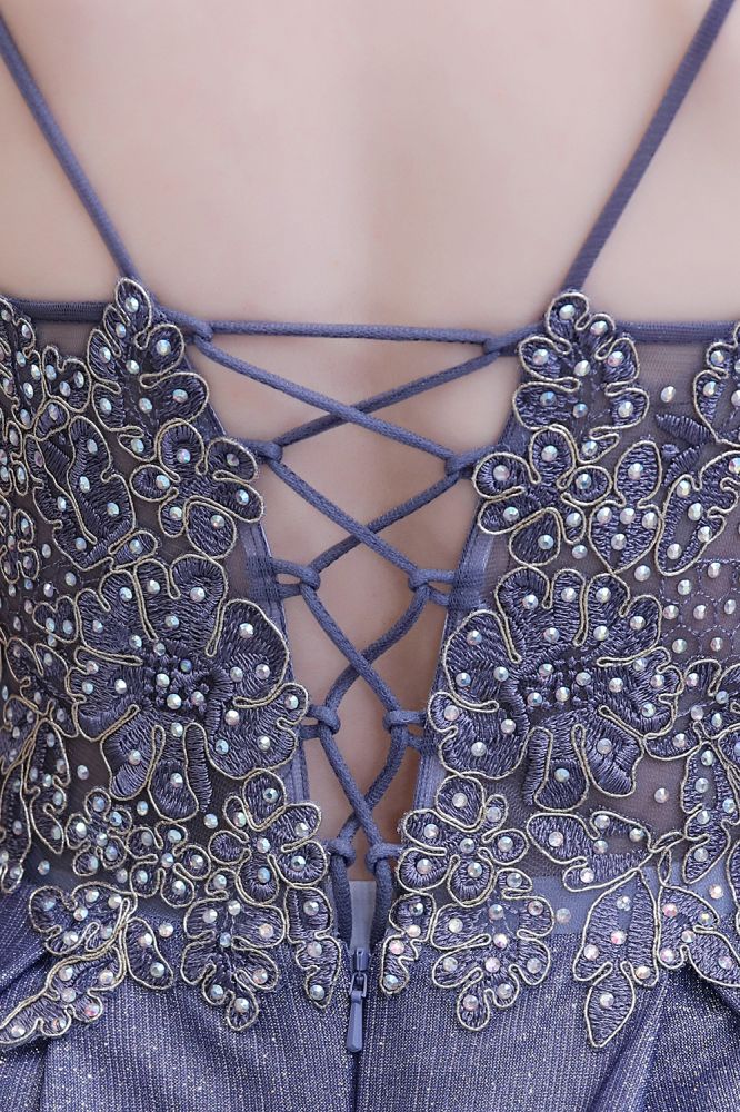 Spaghetti Strap Ombre Pruple Sparkle Prom Dresses-Ballbella