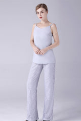 Spaghetti strap sleeveless lace vintage mother's suit-Ballbella