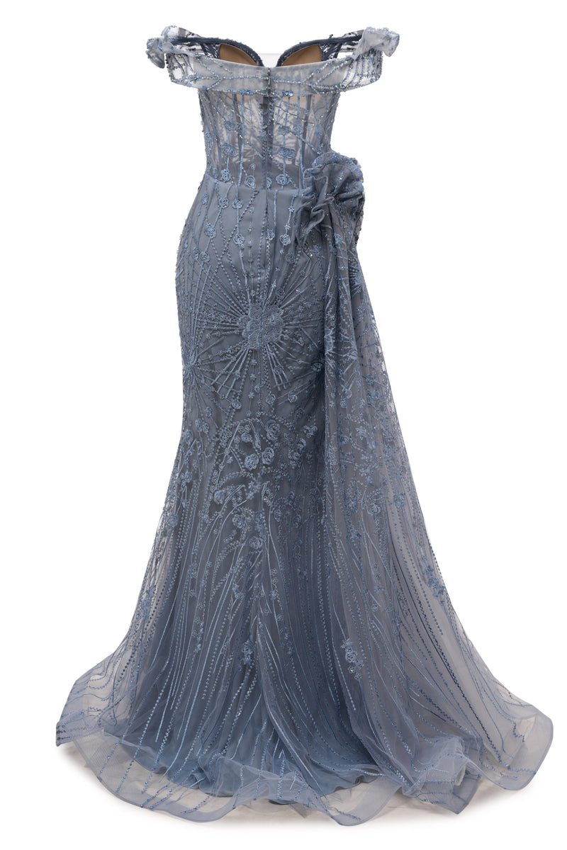 Sparkle Beaded Gray Off the shoulder Flowers Evening Dresses Ballbella Sparkle Beaded Gray Off the shoulder Flowers Evening Dresses Ballbella