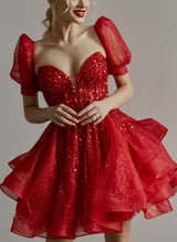 Sparkly Sequined Princess Homecoming Dresses-Ballbella