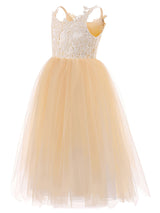 Straps Neck Sleeveless Lace Kids Party Dresses-Ballbella
