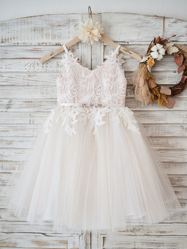 Straps Neck Sleeveless Sash Formal Kids Pageant flower girl dresses, Soft Pink / Child 2