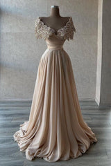 Stunning A-line Long Porm Dress Beading Sweetheart Evening Gown-Ballbella
