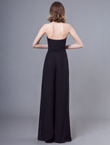 Stunning Black Jumpsuits Formal Evening Wedding Party Convertible Chiffon Long One Size Fits All Bridesmaid Dresses-Ballbella