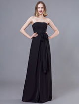 Stunning Black Jumpsuits Formal Evening Wedding Party Convertible Chiffon Long One Size Fits All Bridesmaid Dresses-Ballbella