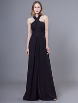 Black Jumpsuits Formal Evening Wedding Party Convertible Chiffon Long One Size Fits All Bridesmaid Dresses