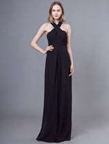 Black Jumpsuits Formal Evening Wedding Party Convertible Chiffon Long One Size Fits All Bridesmaid Dresses