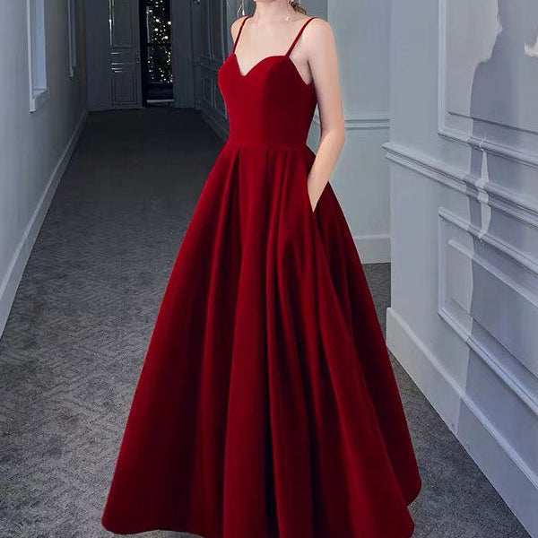 a line formal dress with pockets Stunning Evening Sweetheart Neck Velour Floor Length Party Dresses Size:13 Color Please refer to 23774 Floral Dresses | Signature
