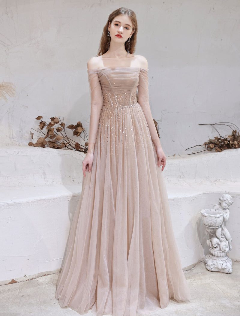 Stunning Evening Dress Nude Color A Line Bateau Neck Floor Length Sequins Formal Party Dresses Pageant Dress Stunning Evening Dress Nude Color A Line Bateau Neck Floor Length Sequins Formal Party Dresses Pageant Dress