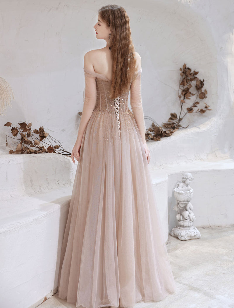 Stunning Evening Dress Nude Color A Line Bateau Neck Floor Length Sequins Formal Party Dresses Pageant Dress Stunning Evening Dress Nude Color A Line Bateau Neck Floor Length Sequins Formal Party Dresses Pageant Dress