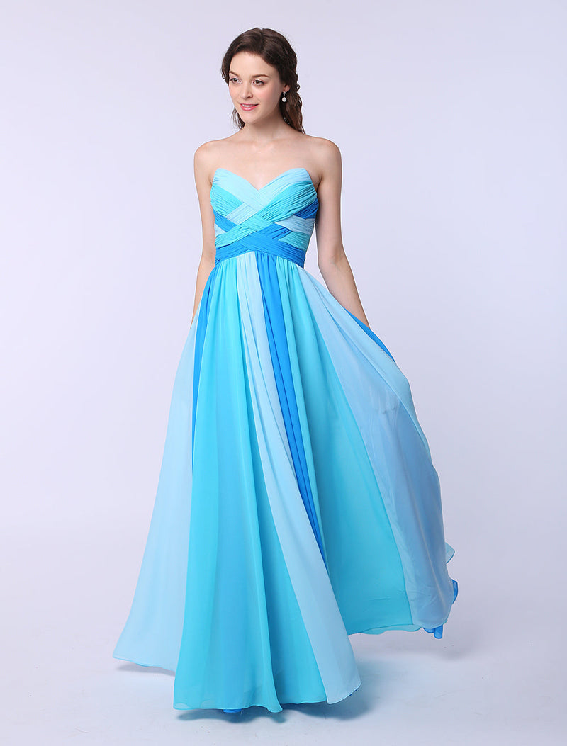 Stunning Multicolor A-Line Chiffon Evening Dress with Sweetheart Neck Criss-Cross Stunning Multicolor A-Line Chiffon Evening Dress with Sweetheart Neck Criss-Cross