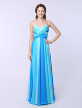 Multicolor A-line Chiffon evening dress with Sweetheart Neck Criss-Cross 