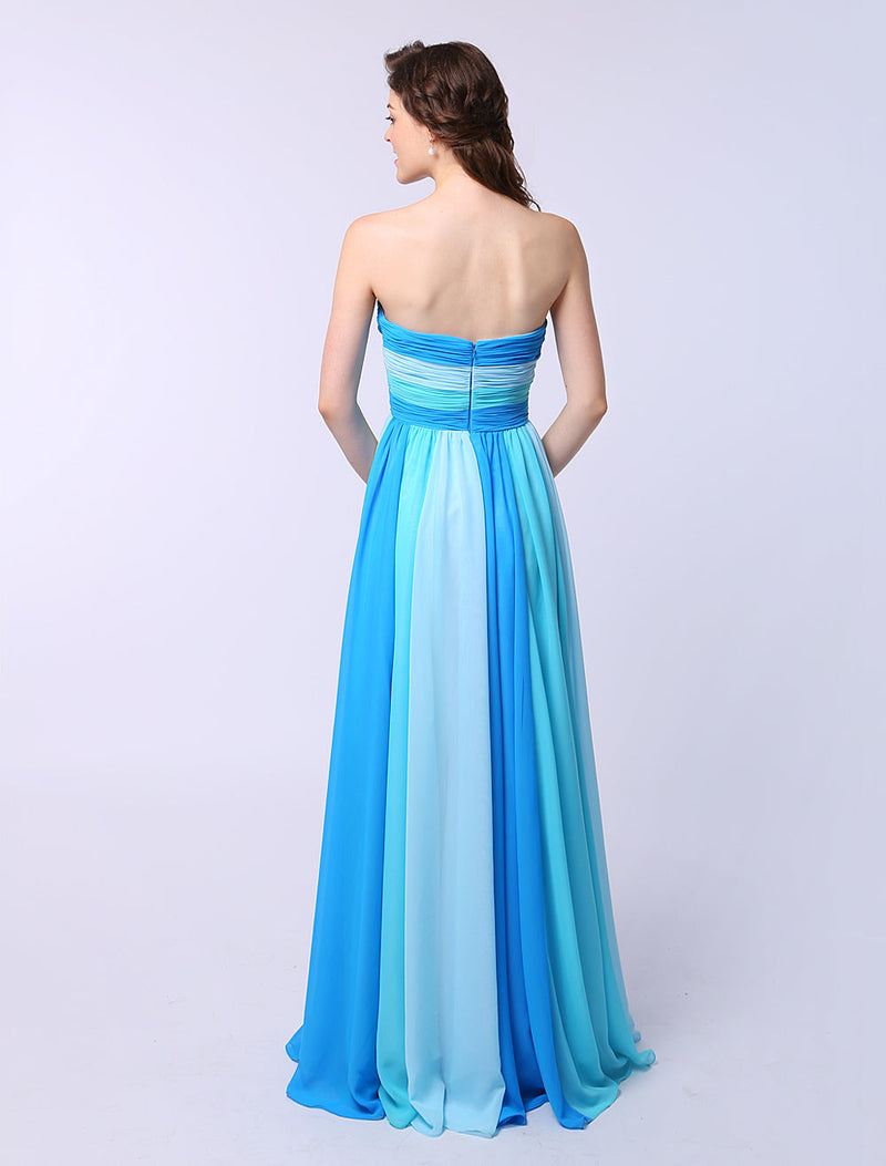 Multicolor A-line Chiffon evening dress with Sweetheart Neck Criss-Cross 