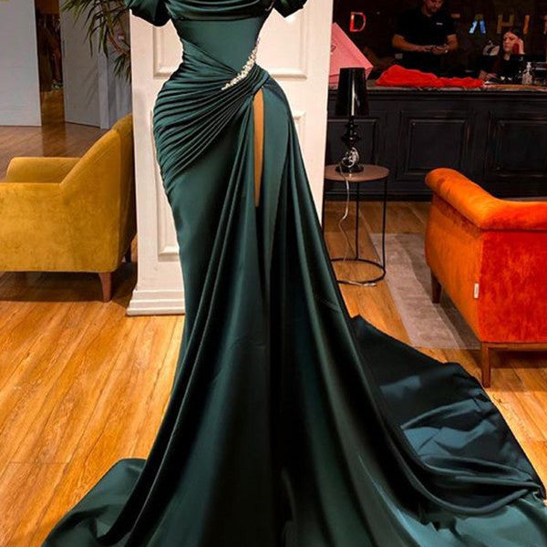 green emerald velvet dress Zapaka Women One Should Prom Dress Burgundy Mermaid Satin Long Evening Formal Dress, Black / S