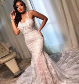 Stunning Sleeveless Mermaid Lace Wedding Dress Online-Ballbella