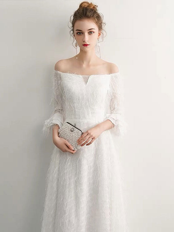 Stunning White Evening Dresses Long Off Shoulder Long Sleeve Maxi Formal Evening Gowns Stunning White Evening Dresses Long Off Shoulder Long Sleeve Maxi Formal Evening Gowns