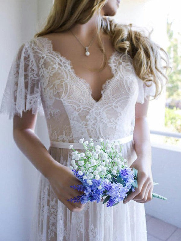 Ballbella offers Summer Champange V-neck Cap sleeveles Lace Beach Wedding Dress online at an affordable price from to A-line skirts. Shop for AmazingShort Sleeves wedding collections for your big day.