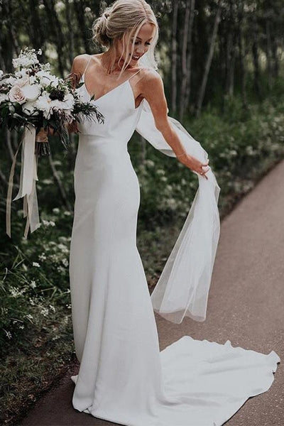 bohemian beach wedding dress Casual Flowy Boho with Side Slit line silhouette Fairy Floral Crystal Bodice Beach