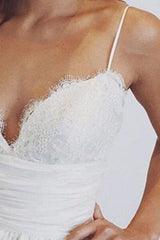 Sweep Train Ball Gown Sleeveless Ruched Satin Spaghetti Straps Wedding Dresses-Ballbella