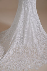 Sweetheart Detachable Bubble Sleeves Lace Mermaid Wedding Dress | Ballbella Design-Ballbella